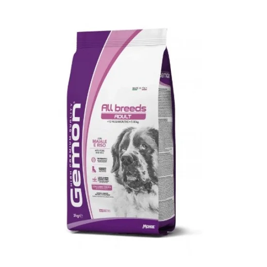 Храна за куче Gemon Gemon All Breeds Adult със свинско и ориз – суха храна за кучета, 15 кг