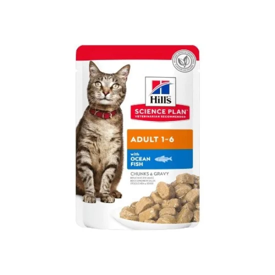 Консерви за котка Hills Hills SP Adult Ocean Fish- пауч за котки с риба в сос