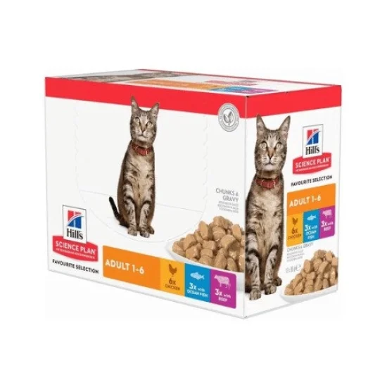 Консерви за котка Hills Hills SP Favourite Selection- пауч за котки в сос