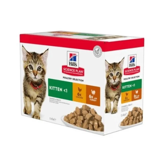Консерви за котка Hills Hills SP Kitten Poultry Selection- пауч за котки с пиле и пуйка