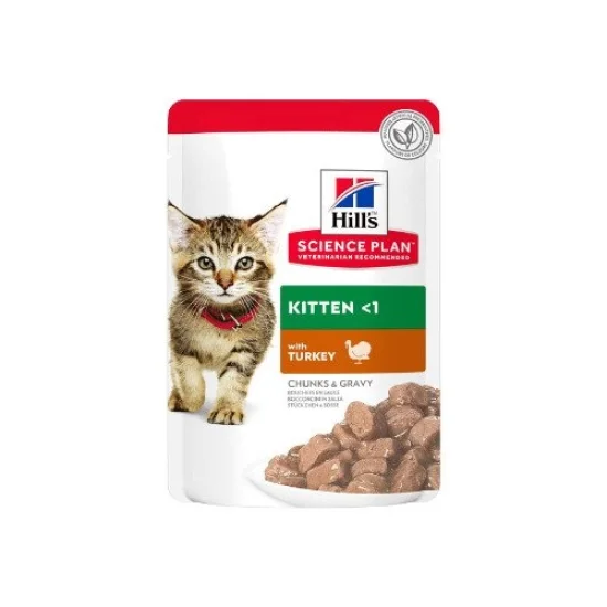 Консерви за котка Hills Hills SP Kitten Turkey- пауч за котки с пуйка в сос