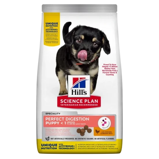 Храна за куче Hills Hills SP Perfect Digestion Puppy Medium- за средни породи, с пиле и кафяв ориз