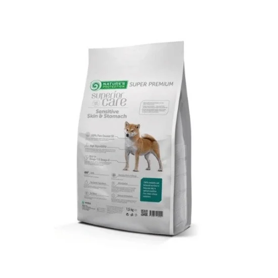 Natures Protection Храна за кучета с бяла козина Nature's protection All Breeds Sensitive Skin and Stomach-За чувствителен стомах-За всички породи, с агне