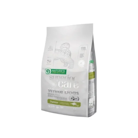 Natures Protection White dog Mini Junior-За бяла козина, за подрастващи с бяла риба