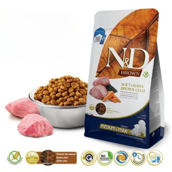 Храна за куче ND Spirulina ND Brown dog Medium Maxi Puppy- суха храна за подрастващи кафяви кучета