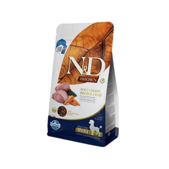 Храна за куче ND Spirulina ND Brown dog Mini Adult- суха храна за кучета с кафява козина