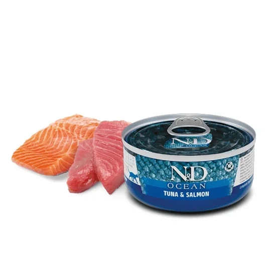 Консерви за котка Farmina ND ND Ocean Tuna and Salmon- консерви за котка, 70 гр