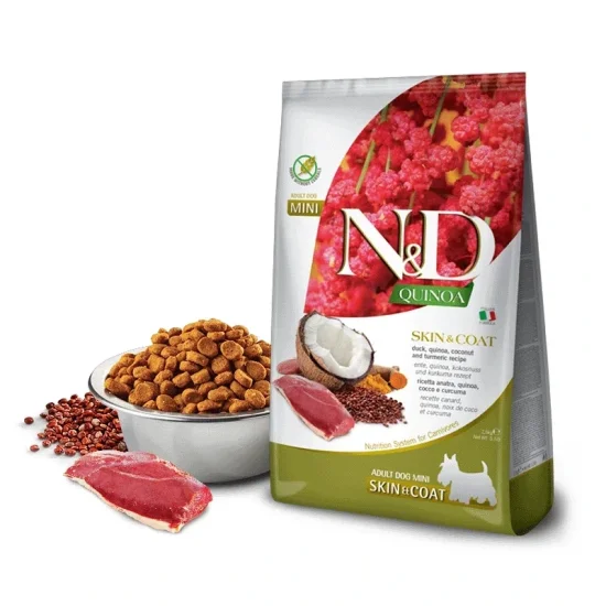 Храна за куче ND Quinoa ND Quinoa Skin Coat Mini- храна за куче с патешко и киноа, 7 кг