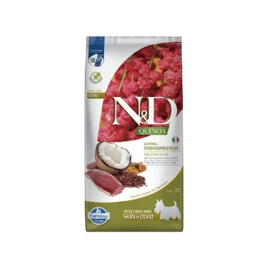 ND Quinoa Skin Coat Mini- храна за куче с патешко и киноа, 7 кг
