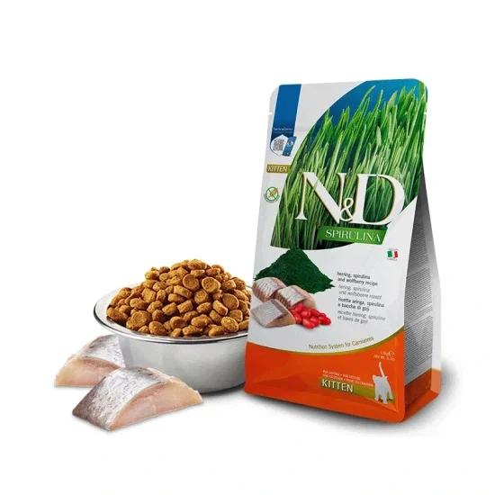 Храна за котка ND Spirulina ND Spirulina Kitten- суха храна за подрастващи котета с херинга