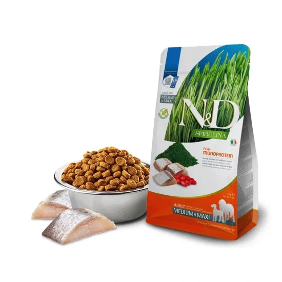 Храна за куче ND Spirulina ND Spirulina Medium Maxi Adult- суха храна за кучета с херинга и спирулина
