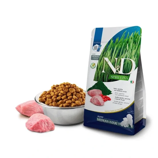 Храна за куче ND Spirulina ND Spirulina Medium Maxi Puppy- суха храна за кучета със агне и спирулина