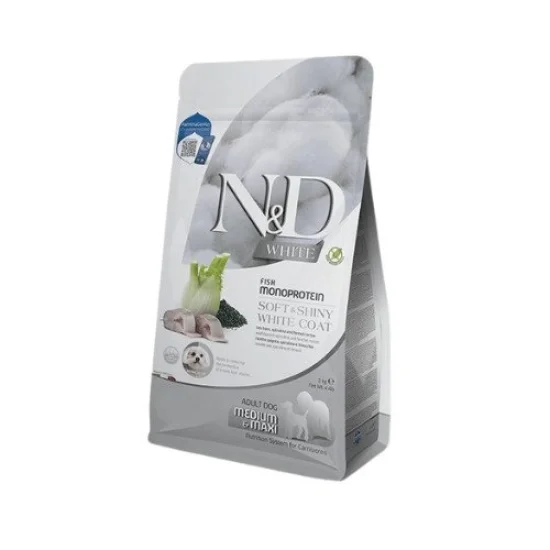 Храна за куче ND Spirulina ND White dog Medium Maxi Adult- суха храна за бели кучета